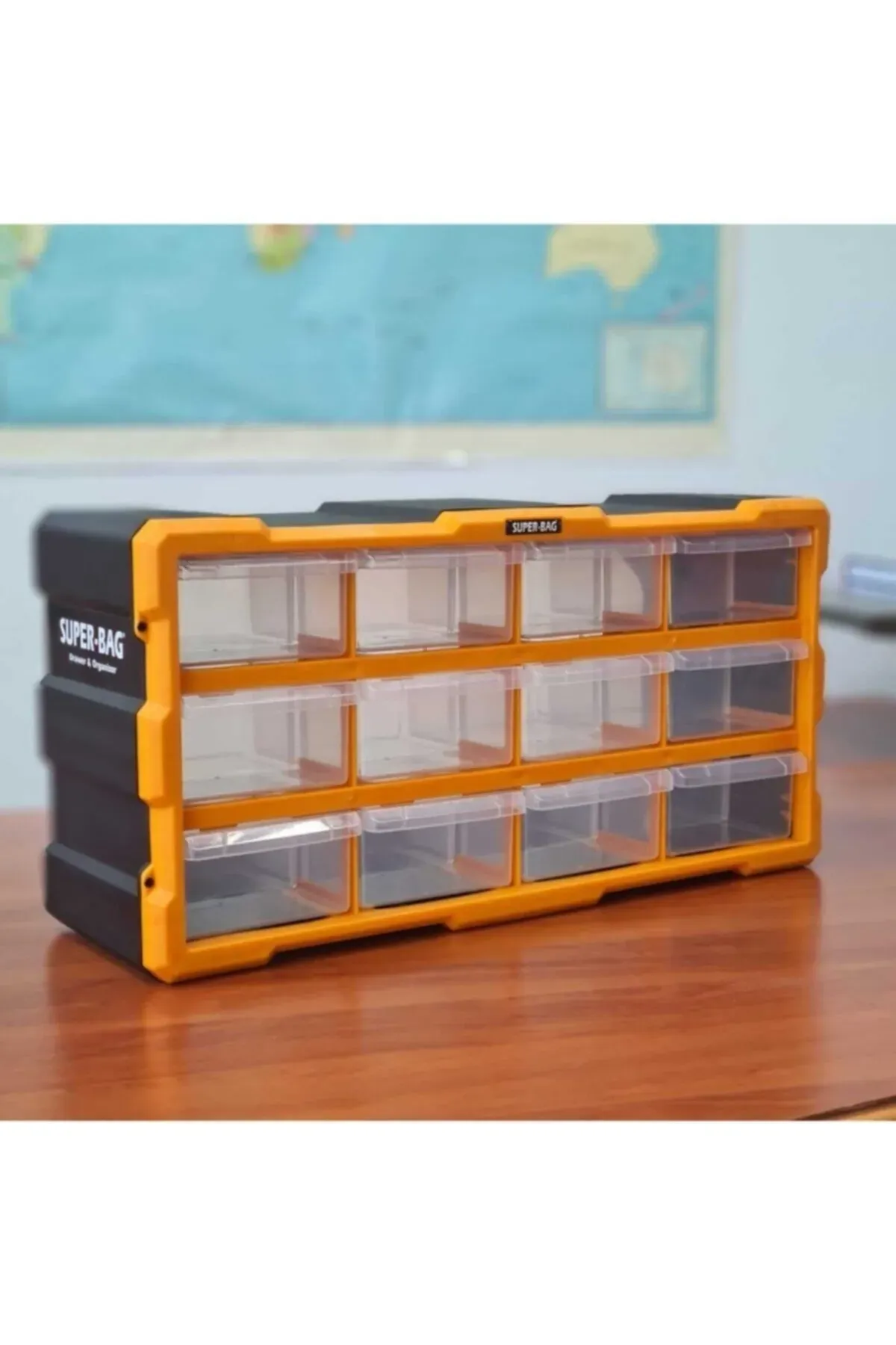 SÜPER BAG Büyük 12'li Çekmeceli Monoblok Çekmeceli Kutu Organizer Mono Blok Vida Hobi Takım Çantası