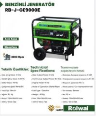 Rolwal 9 Kva Marşlı Ipli Monofaze Benzinli Jeneratör - 4 Zamanlı Motor