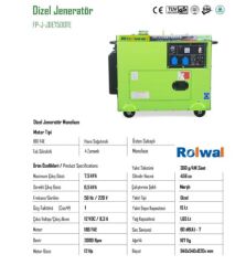 Rolwal Dizel Jeneratör Monofaze RD-FP-J-LDE7500TE